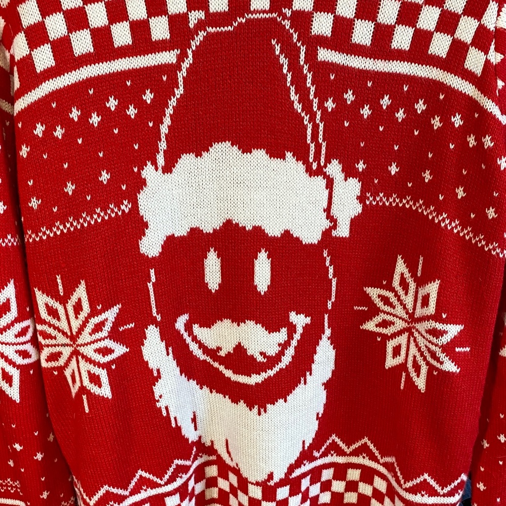 Holiday Time Red and White Santa Crewneck Ugly Christmas Sweater